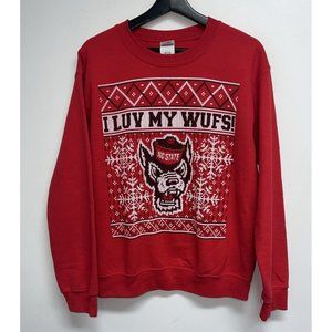 Vintage Y2K NC State Wolfpack Crew Sweatshirt Gildan Size M Red Luv My Wufs